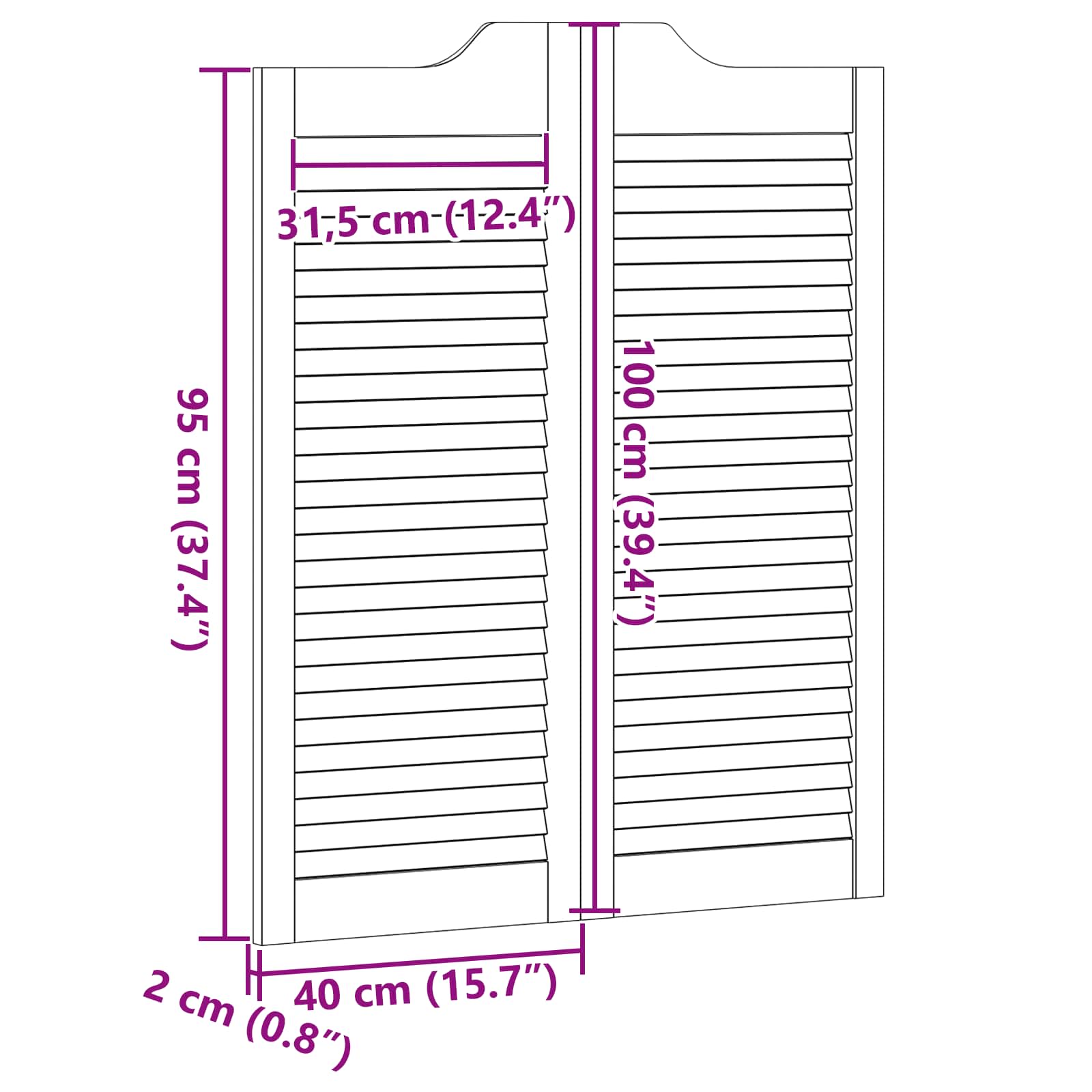 Porte Swing 2 pcs Legno Massello di Pino Naturale