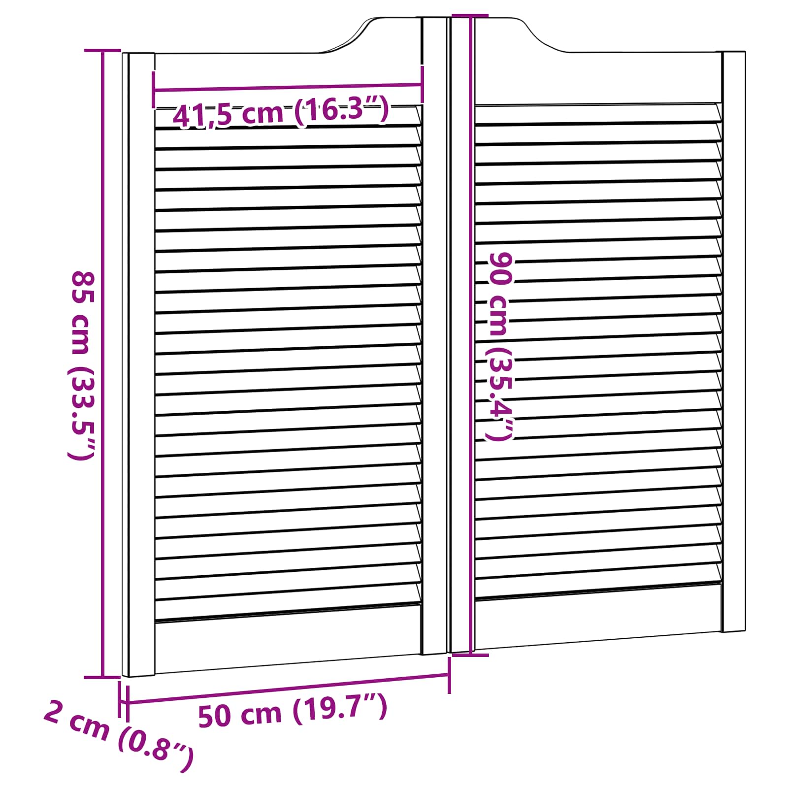 Porte Swing 2 pezzi Legno Massello di Pino Naturale