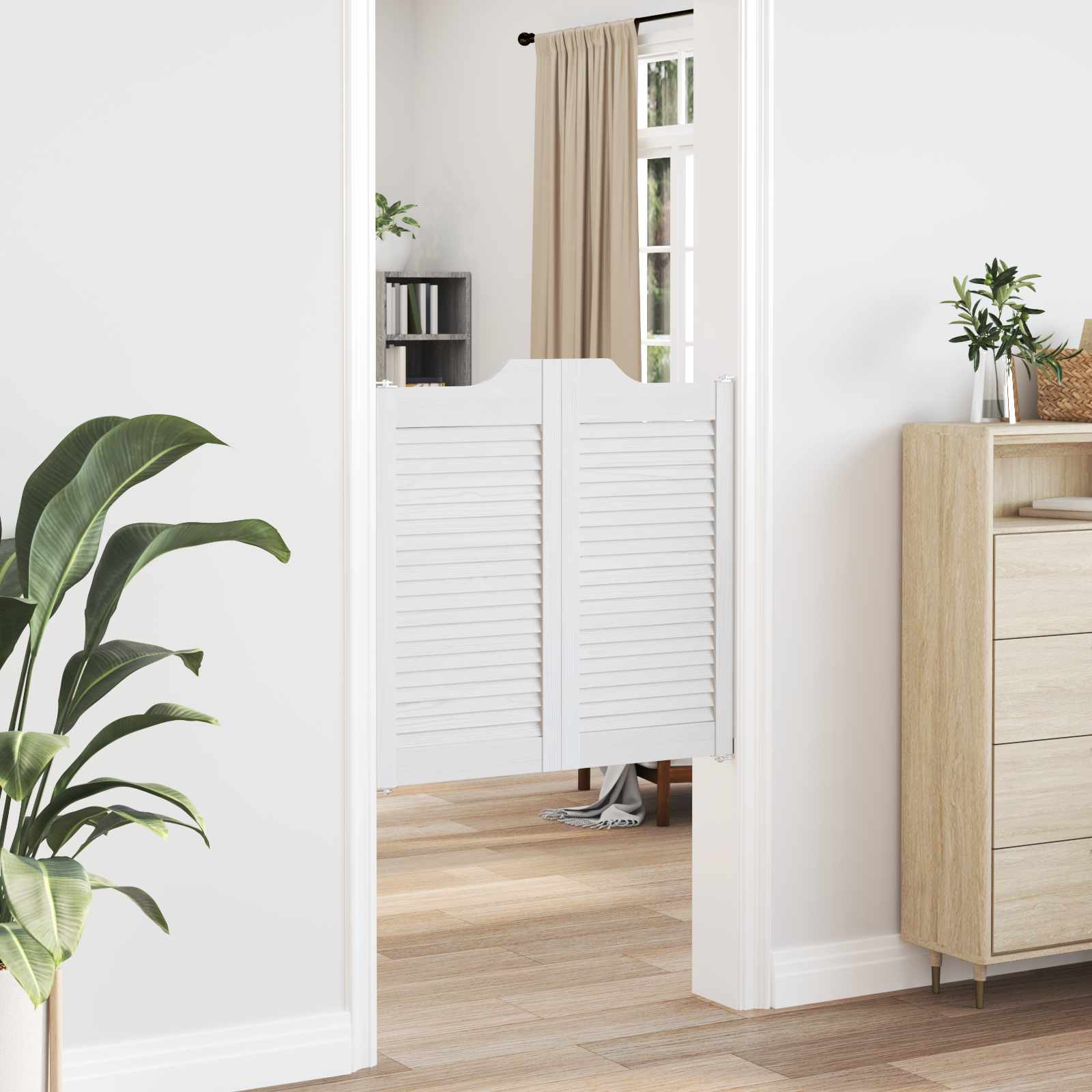 Porte Swing Bianco 80 x 80 cm Legno Massello di Pino
