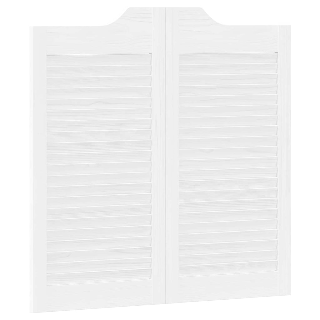 Porte Swing 2 pcs Bianco Legno Massello di Pino 80x80 cm