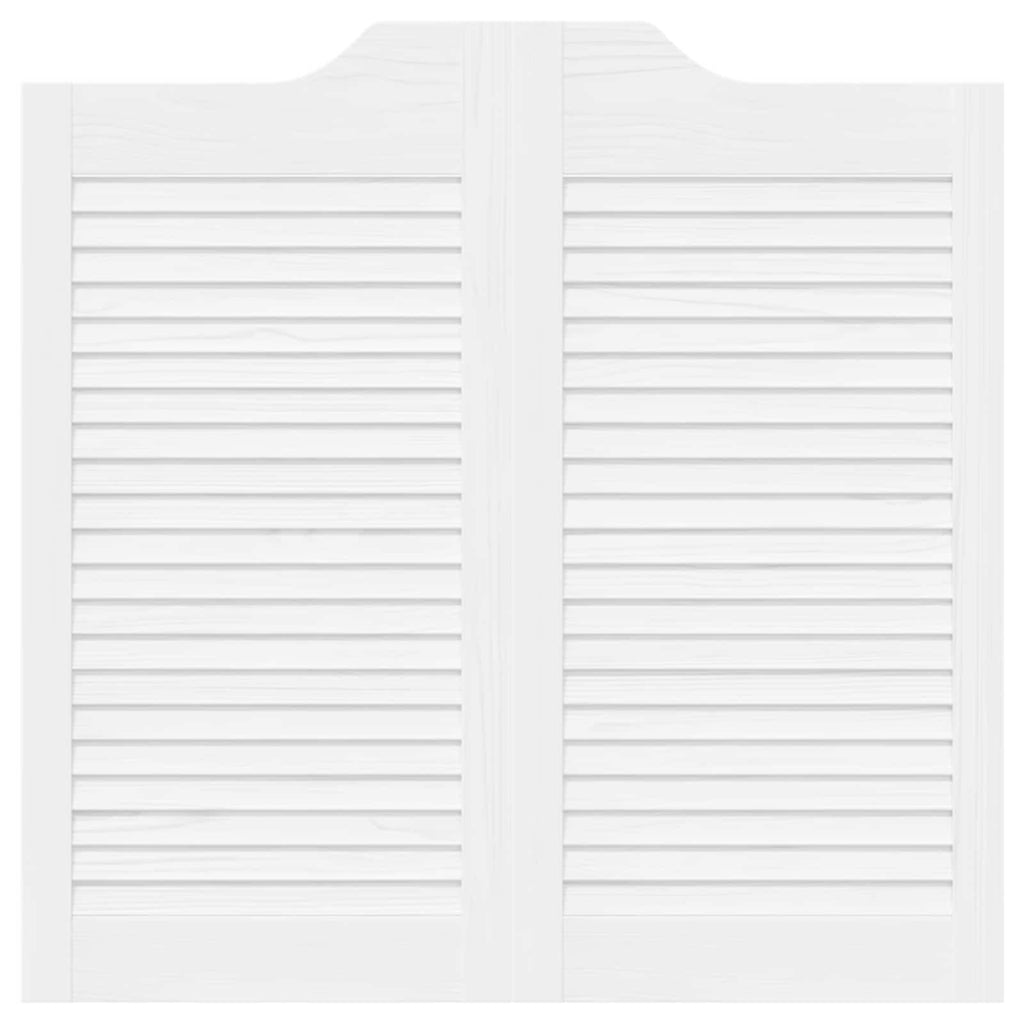 Porte Swing 2 pcs Bianco Legno Massello di Pino 80x80 cm