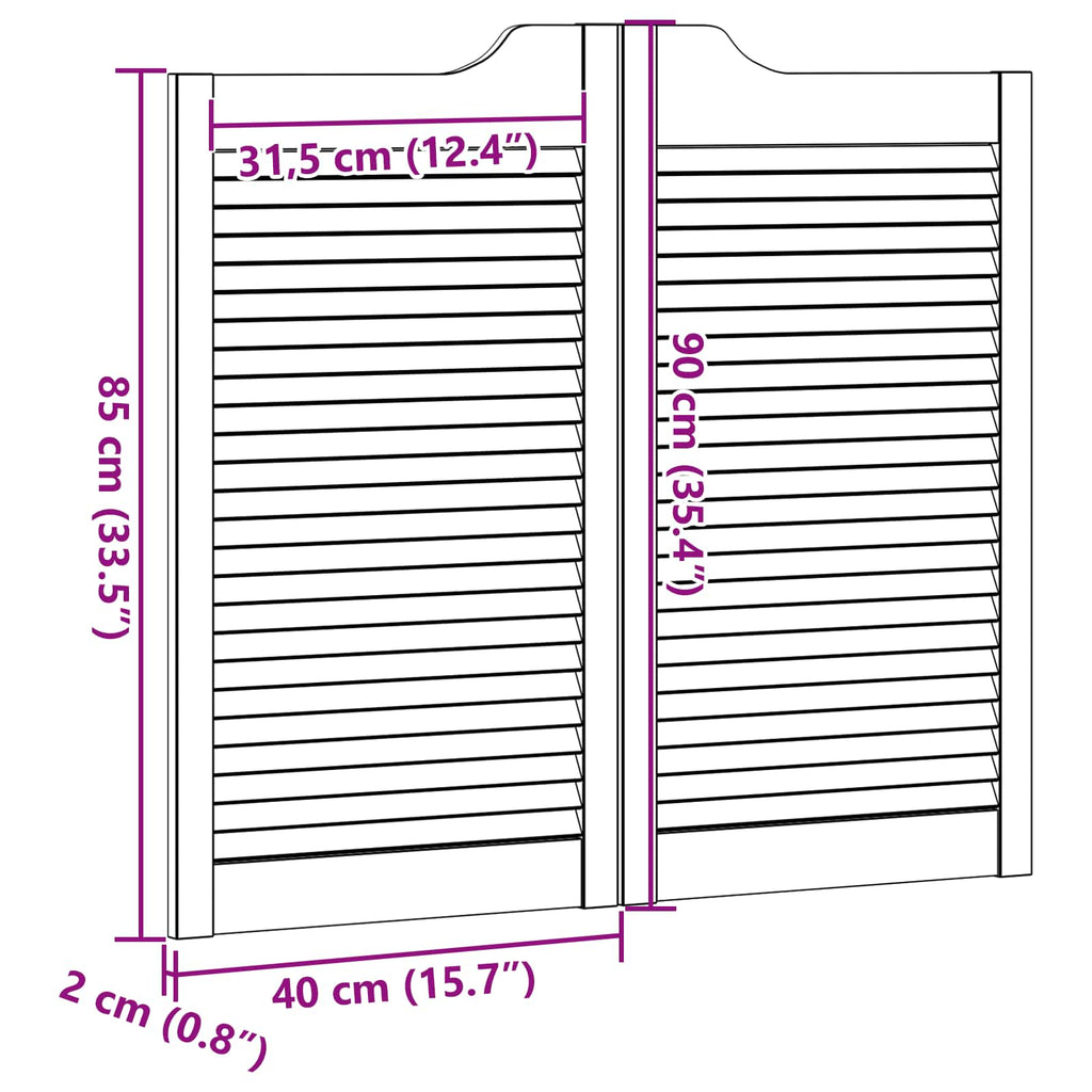 Porte Swing Bianco 90 x 40 cm Legno Massello di Pino