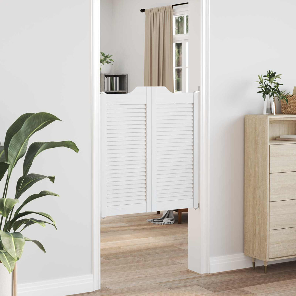 Porte Swing 2 pcs Bianco Legno Massello di Pino 80x90 cm
