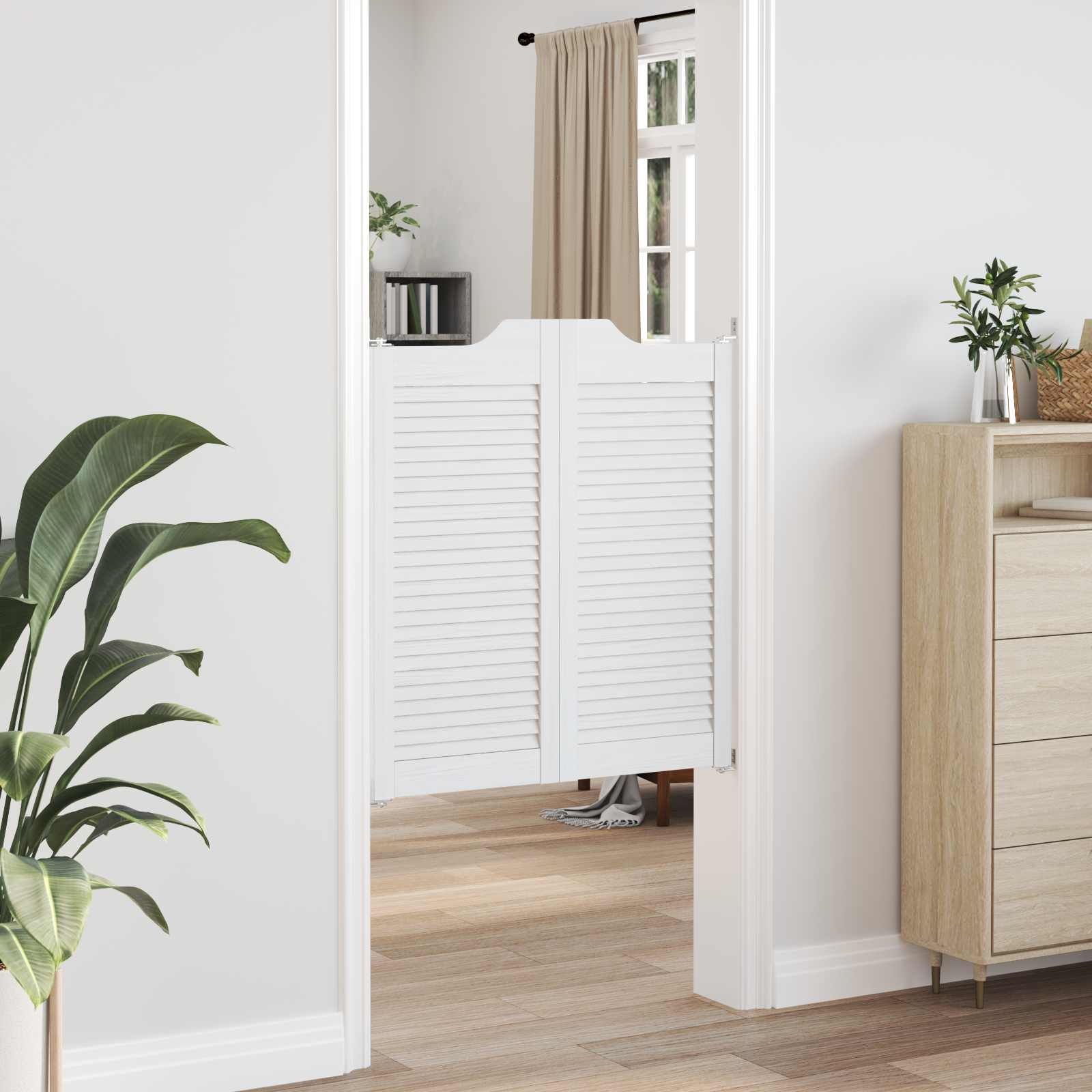 Porte Swing 2 pcs Bianco Legno Massello di Pino 80x90 cm