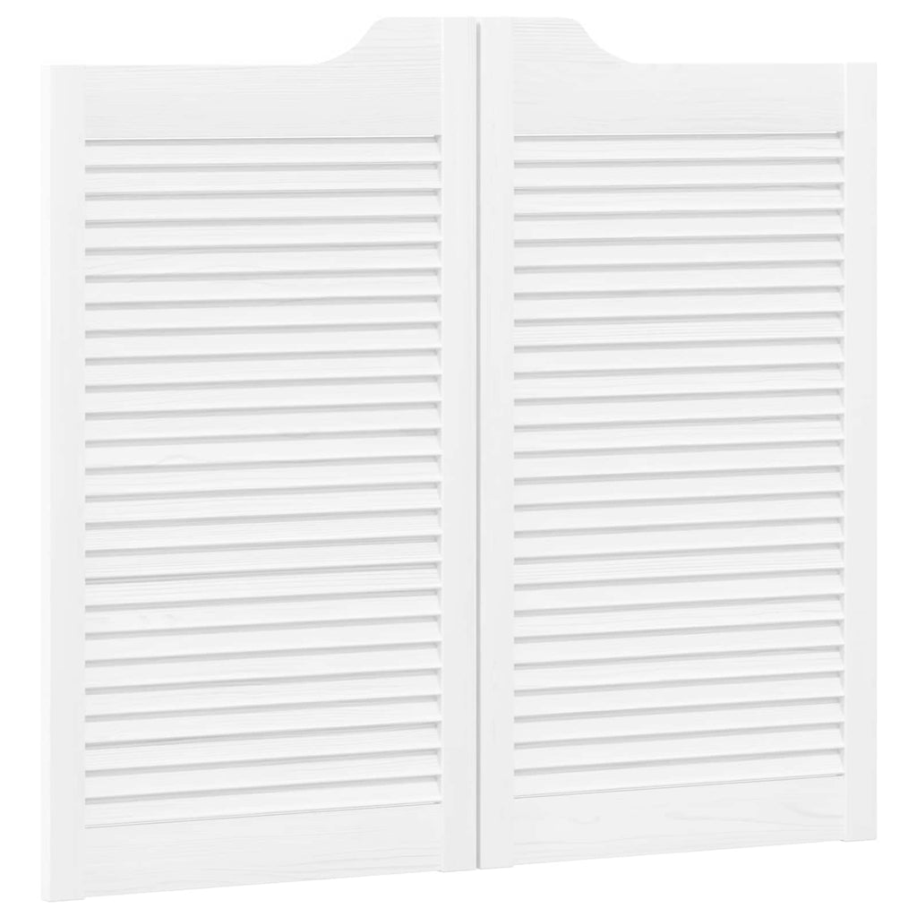 Porte Swing 2 pcs Bianco Legno Massello di Pino 80x90 cm
