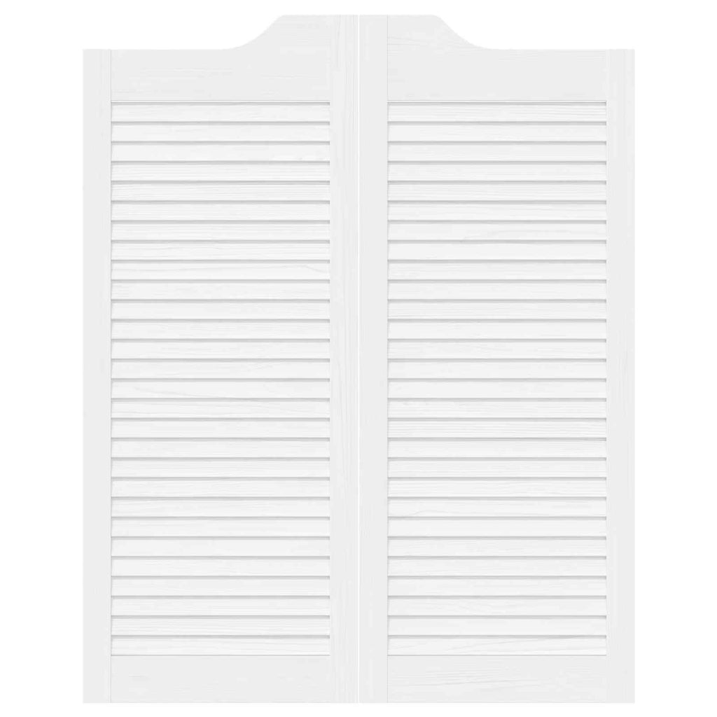 Porte Swing 2 pcs Bianco Legno Massello di Pino 80x100 cm
