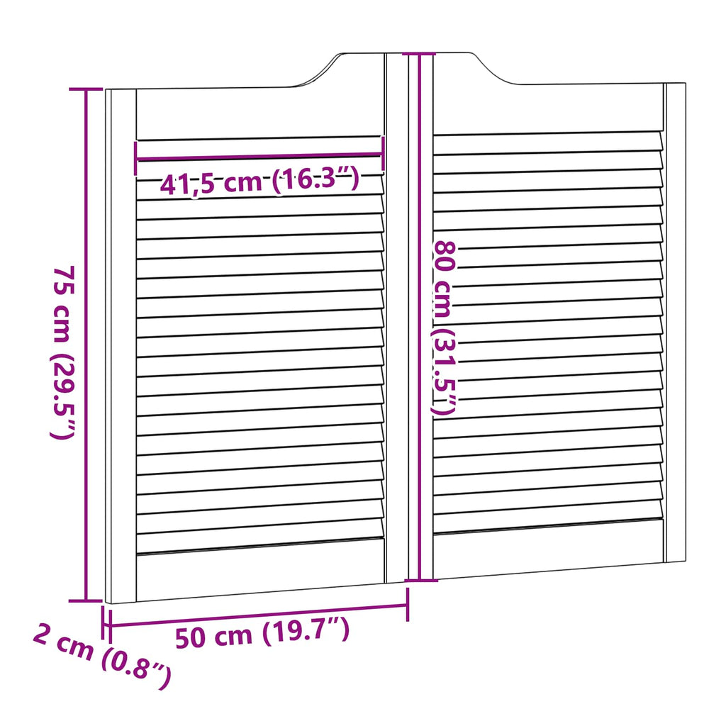 Porte Swing Bianco 80 x 100 cm Legno Massello di Pino