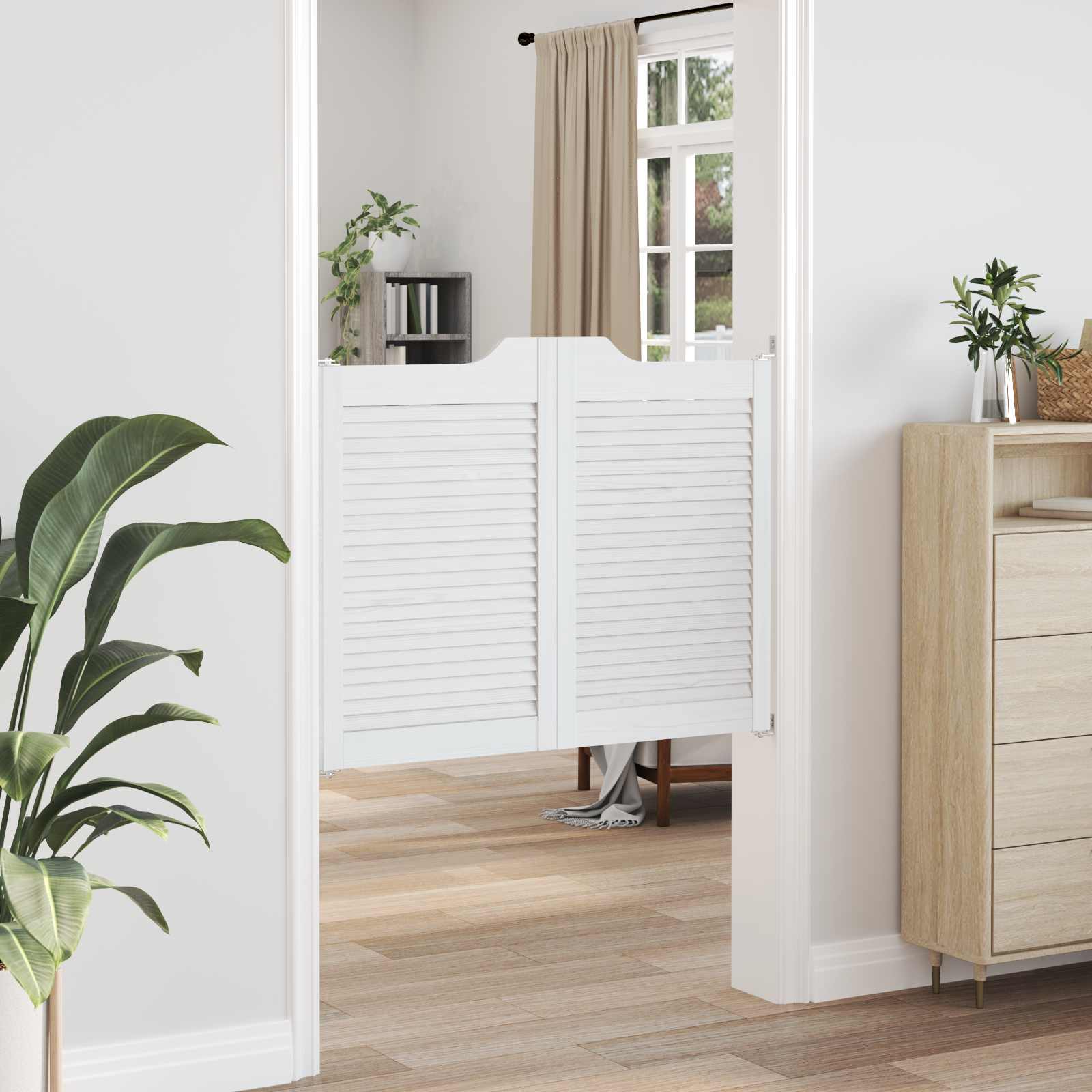 Porte Swing 2 pcs Bianco Legno Massello di Pino 100x80 cm