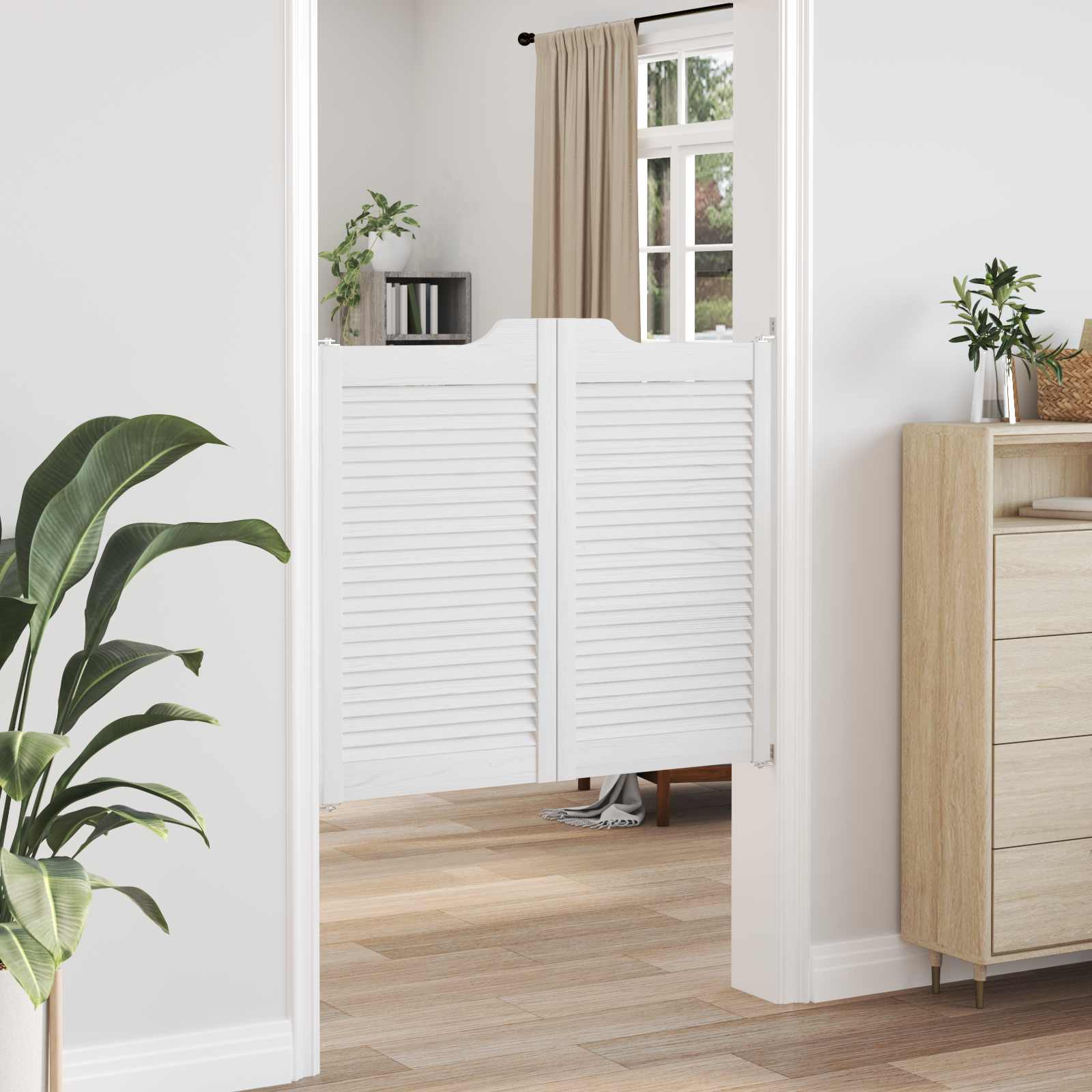 Porte Swing Bianco 90 x 100 cm Legno Massello di Pino