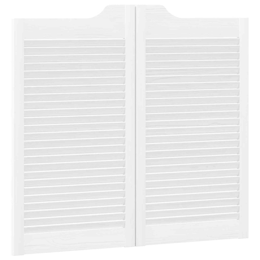 Porte Swing 2 pcs Bianco Legno Massello di Pino
