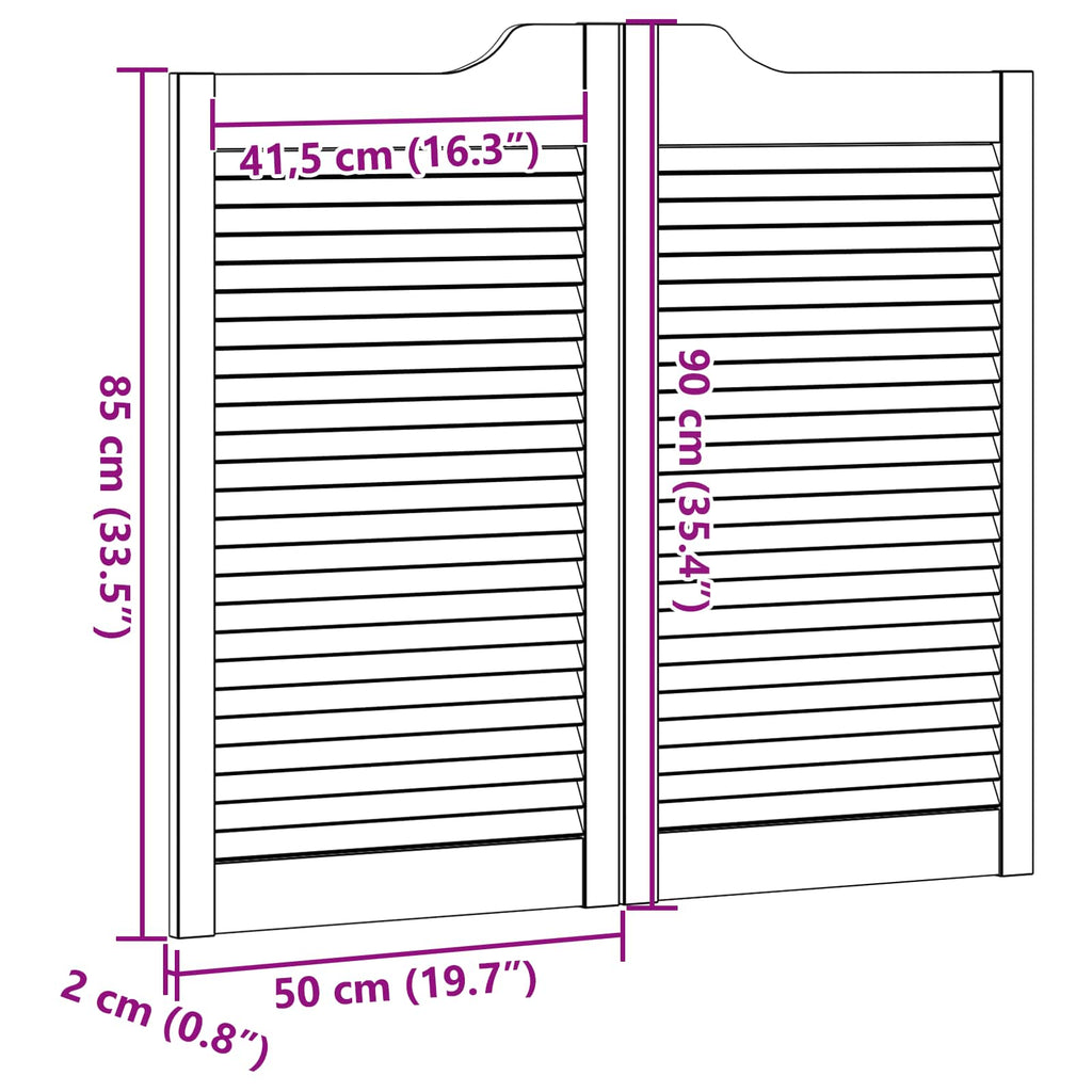 Porte Swing 2 pcs Bianco Legno Massello di Pino