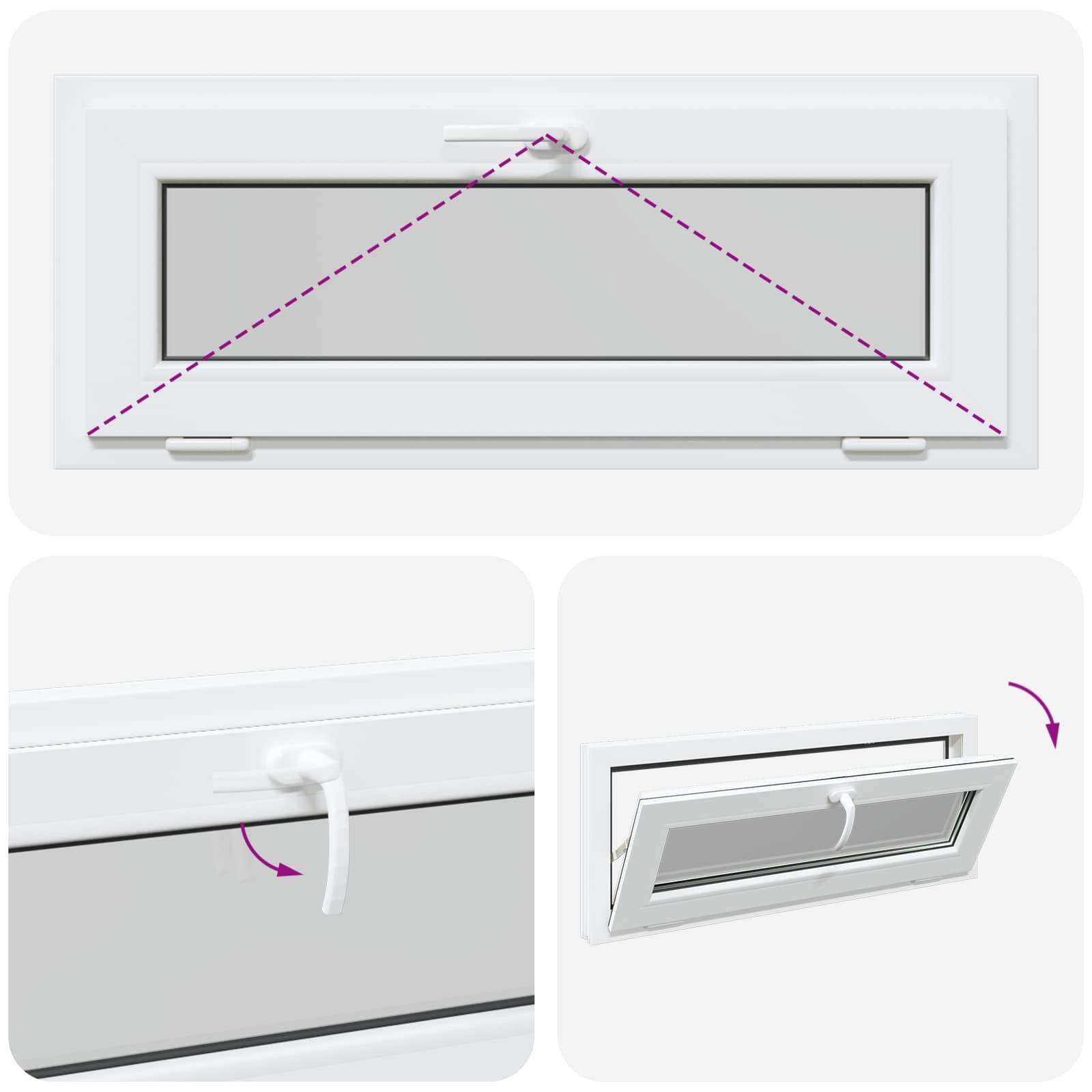 Finestra per Soffitta RISOR 110 x 40 cm PVC e Vetro Bianco