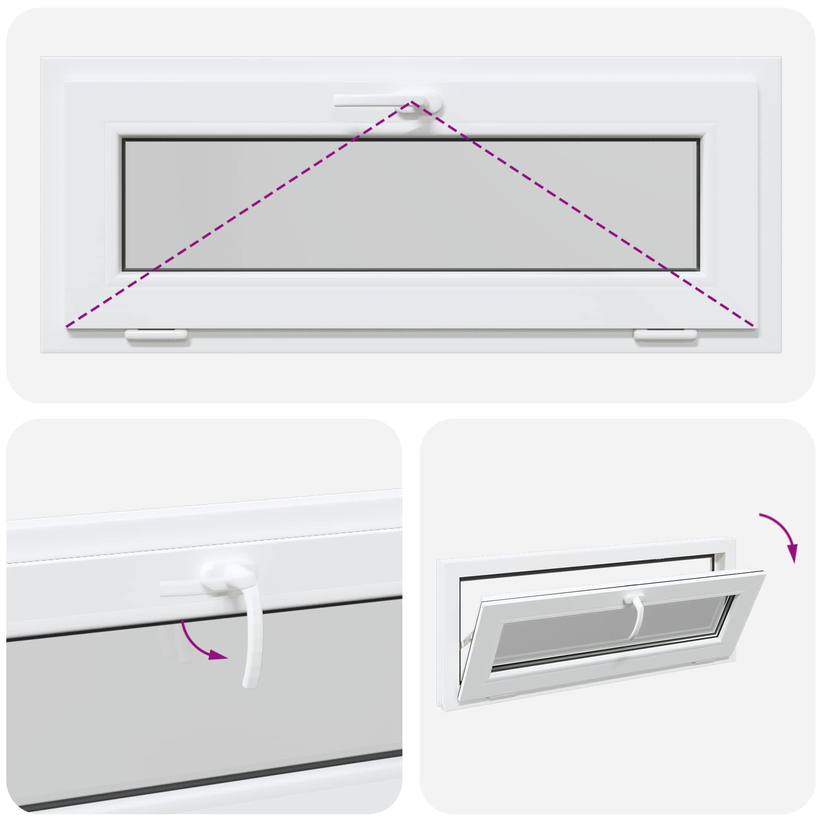 Finestra per Soffitta RISOR 110 x 40 cm PVC e Vetro Bianco
