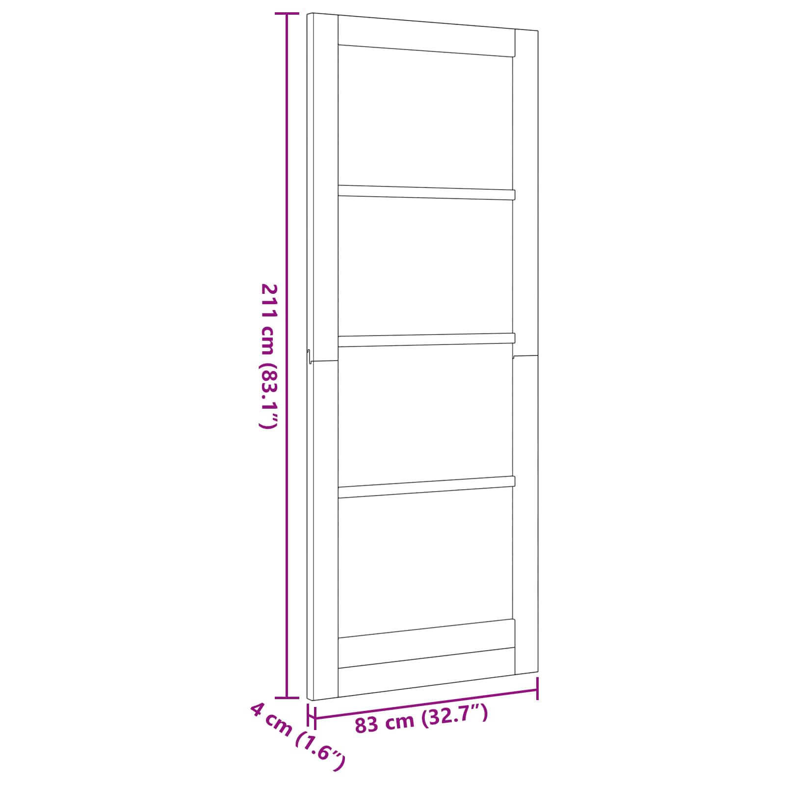 Porta Interna Scorrevole Bianca 83 x 211 cm Legno Compensato
