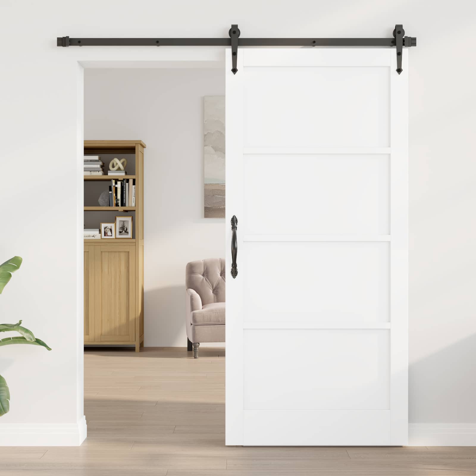 Porta Interna Scorrevole Bianco 93 x 202 cm Legno Compensato