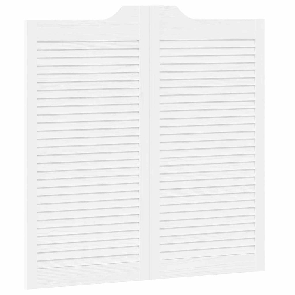 Porte Swing 2 pcs Bianco Legno Massello di Pino 100x100 cm