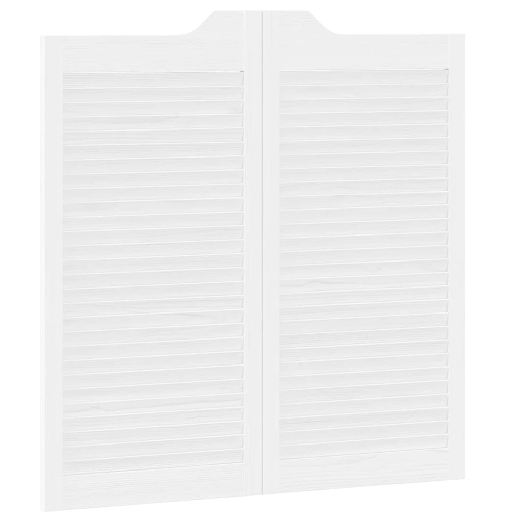 Porte Swing 2 pcs Bianco Legno Massello di Pino 100x100 cm