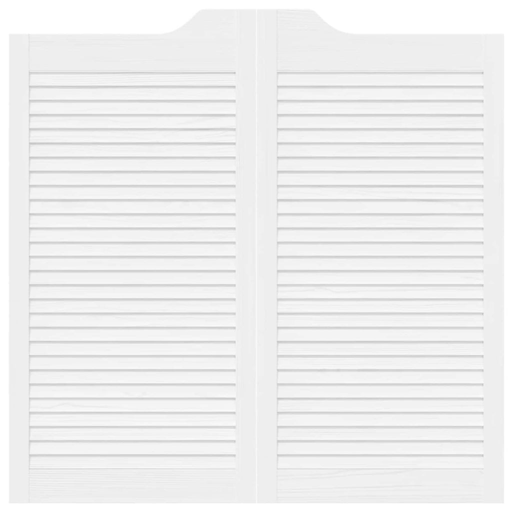 Porte Swing 2 pcs Bianco Legno Massello di Pino 100x100 cm